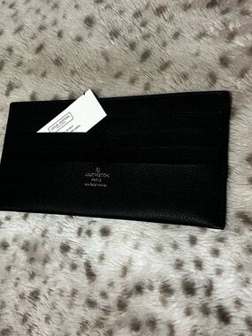 Louis Vuitton Black Leather Long Card Holder Wallet